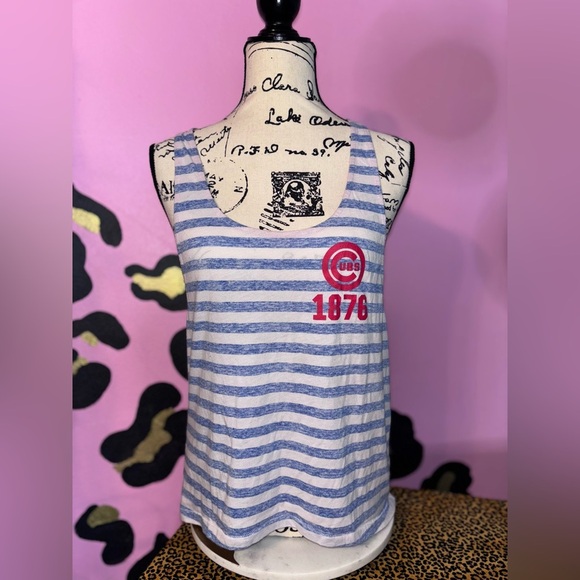 PINK VS Striped Tank Top with Logo - Picture 1 of 3
